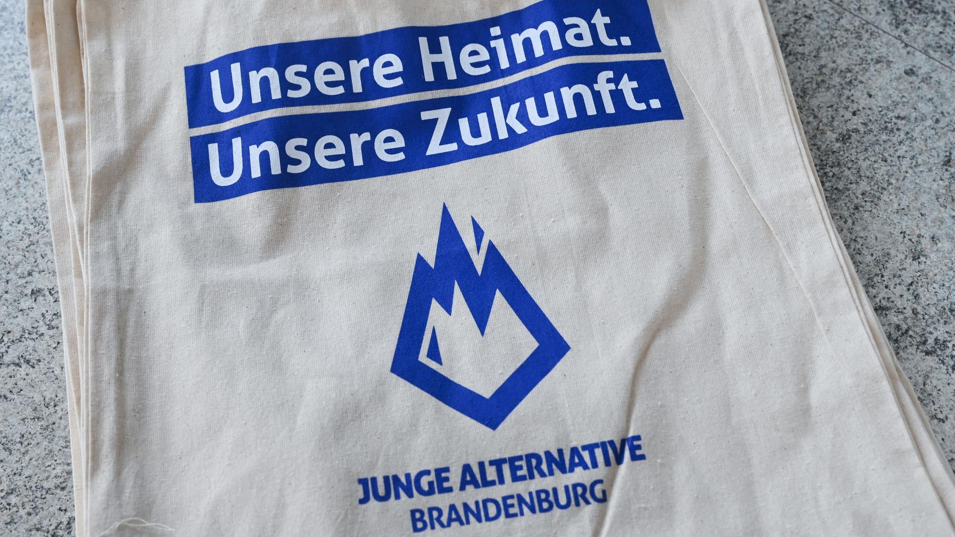 Brandenburg, Frankfurt (Oder): Tragetaschen mit Aufdruck "Unserer Heimatstadt. Unsere Zukunft. Junge Alternative Brandenburg" Lüge auf dem Landesparteitag der AfD Brandenburg. Brandenburg, Frankfurt (Oder): Tragetaschen mit Aufdruck "Unserer Heimatstadt. Unsere Zukunft. Junge Alternative Brandenburg" Lüge auf dem Landesparteitag der AfD Brandenburg.