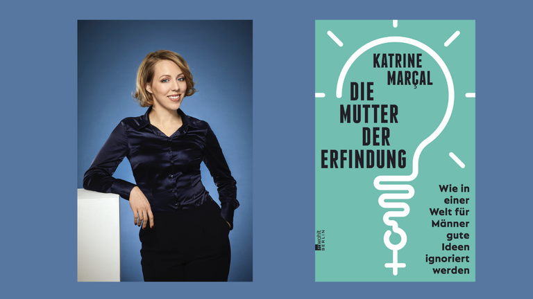Ein Portrait der Autorin Katrine Marçal und das Buchcover von „Die Mutter der Erfindung. Wie in einer Welt für Männer gute Ideen ignoriert werden“ Ein Portrait der Autorin Katrine Marçal und das Buchcover von „Die Mutter der Erfindung. Wie in einer Welt für Männer gute Ideen ignoriert werden“