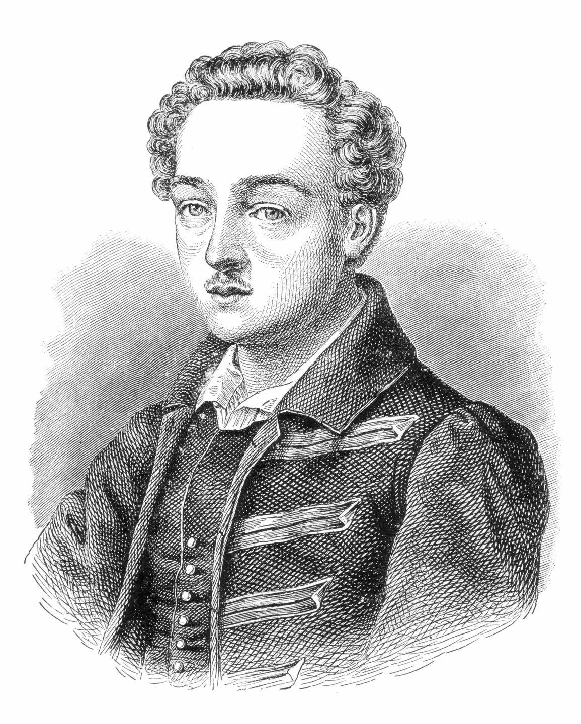 Holzstich von Georg Büchner als jungem Mann. Holzstich von Georg Büchner als jungem Mann.