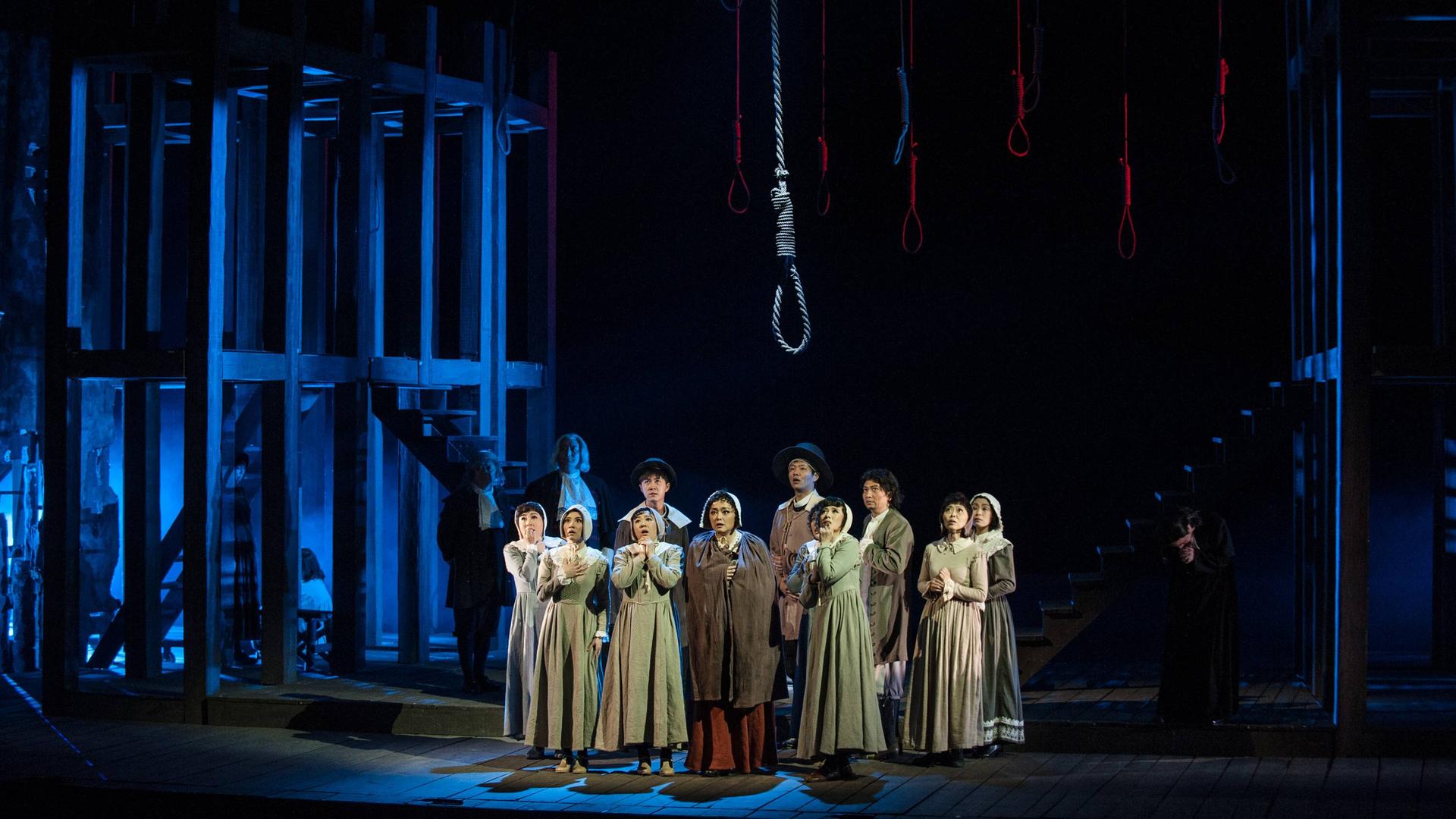 Inszenierung von Arthur Miller Drama "The Crucible" ("Hexenjagd") am 11. Januar 2015 im Nationalen Zentrum für Darstellende Künste Peking Inszenierung von Arthur Miller Drama "The Crucible" ("Hexenjagd") am 11. Januar 2015 im Nationalen Zentrum für Darstellende Künste Peking