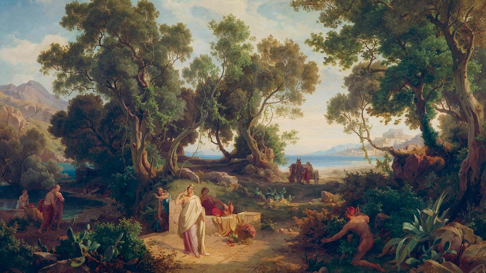 Odysseus und Nausikaa  von Friedrich Preller der Ältere (1804-1878).