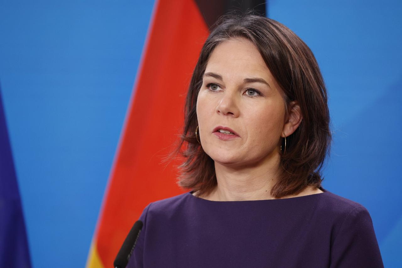 Bundesaußenministerin Annalena Baerbock bei einer Pressekonferenz. Bundesaußenministerin Annalena Baerbock bei einer Pressekonferenz.