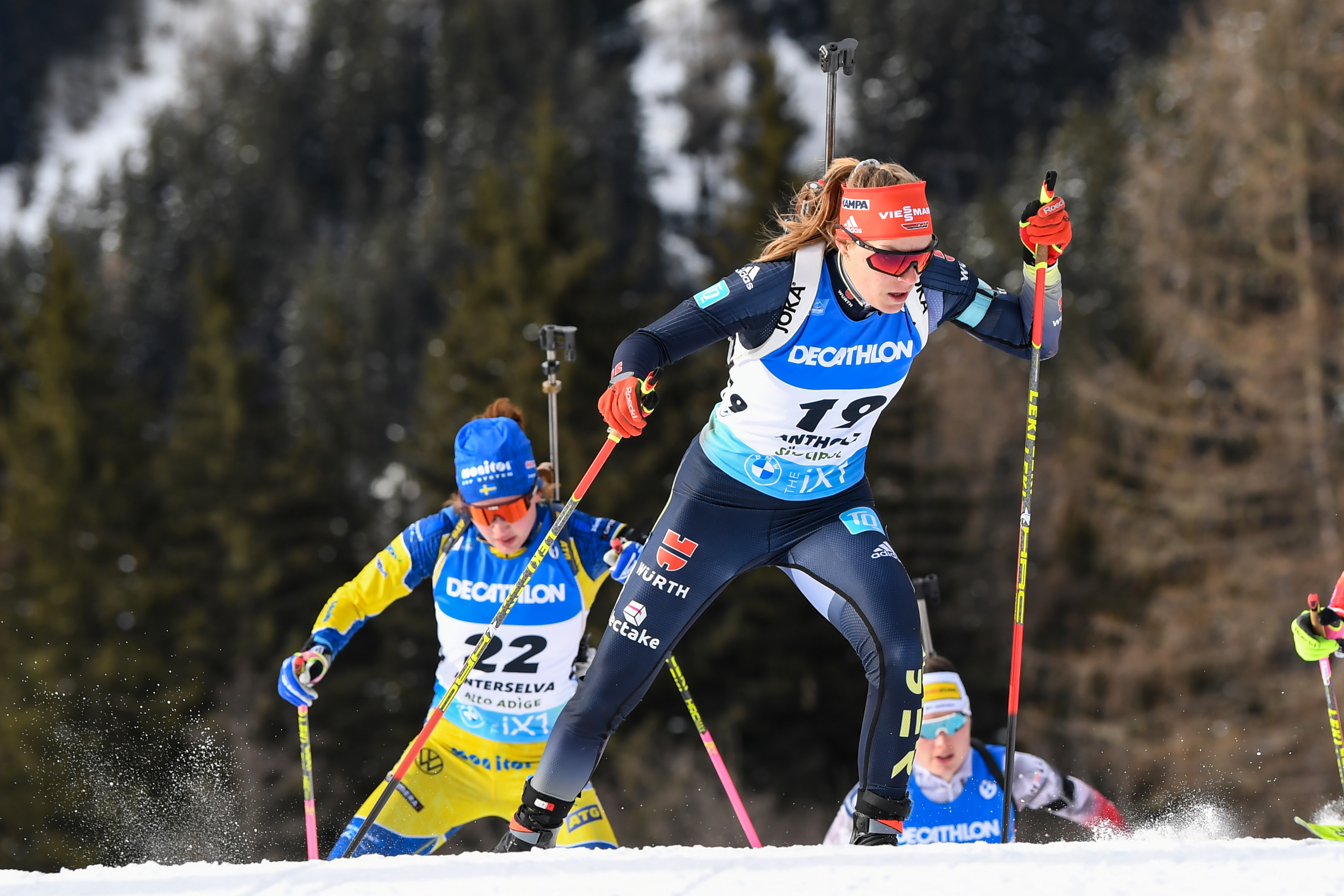 Biathlon - Damen-Staffel in Antholz auf Platz drei