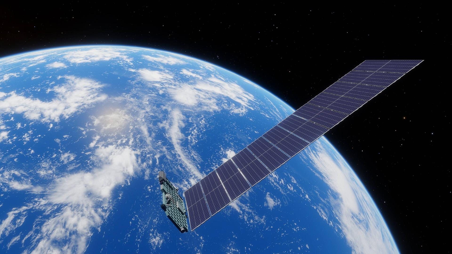 Die Illustration zeigt einen Starlink-Satelliten in der Erdumlaufbahn. Die Illustration zeigt einen Starlink-Satelliten in der Erdumlaufbahn.