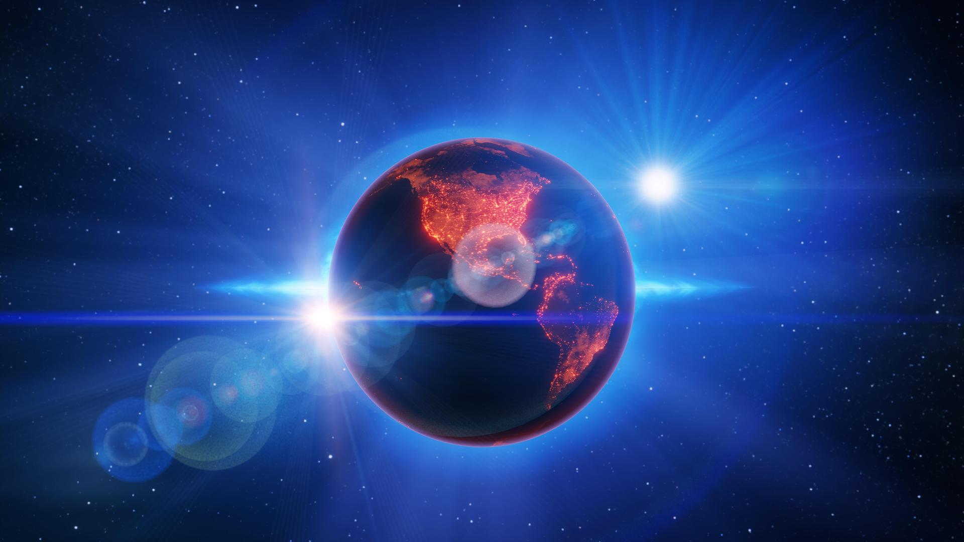 Blick auf den Planeten Erde, umgeben vom Weltall Blick auf den Planeten Erde, umgeben vom Weltall