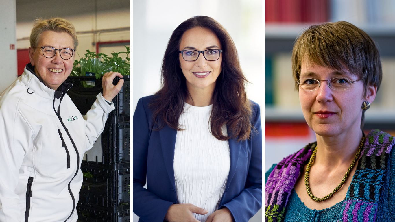 Sabine Werth, Vorsitzende der Berliner Tafel, Yasmin Fahimi, Vorsitzende des Deutschen Gewerkschaftsbundes, und Prof. Dr. Nicole Mayer-Ahuja, Soziologin an der Universität Göttingen. Sabine Werth, Vorsitzende der Berliner Tafel, Yasmin Fahimi, Vorsitzende des Deutschen Gewerkschaftsbundes, und Prof. Dr. Nicole Mayer-Ahuja, Soziologin an der Universität Göttingen.