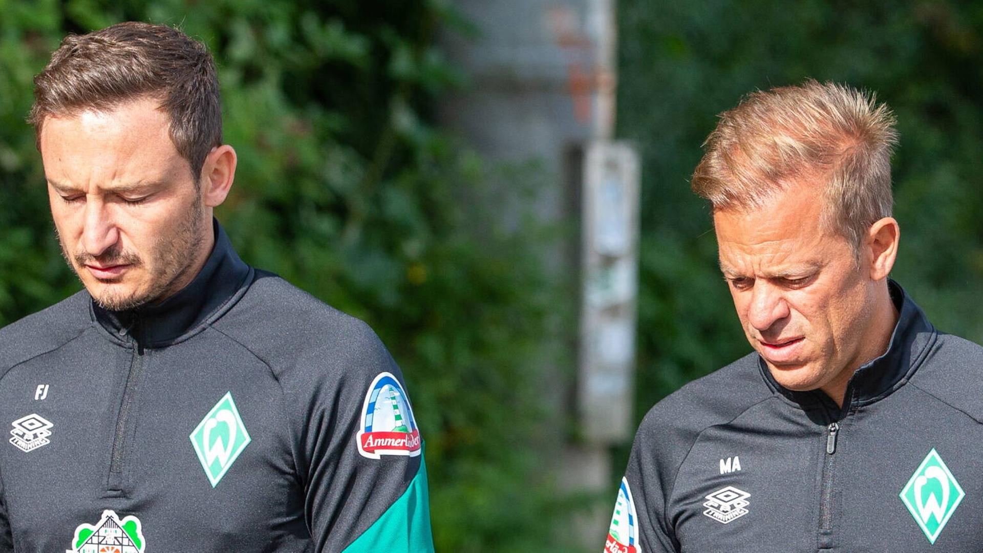 Bremens bisheriger Cheftrainer Markus Anfang (r.) und sein Assistent Florian Junge Bremens bisheriger Cheftrainer Markus Anfang (r.) und sein Assistent Florian Junge