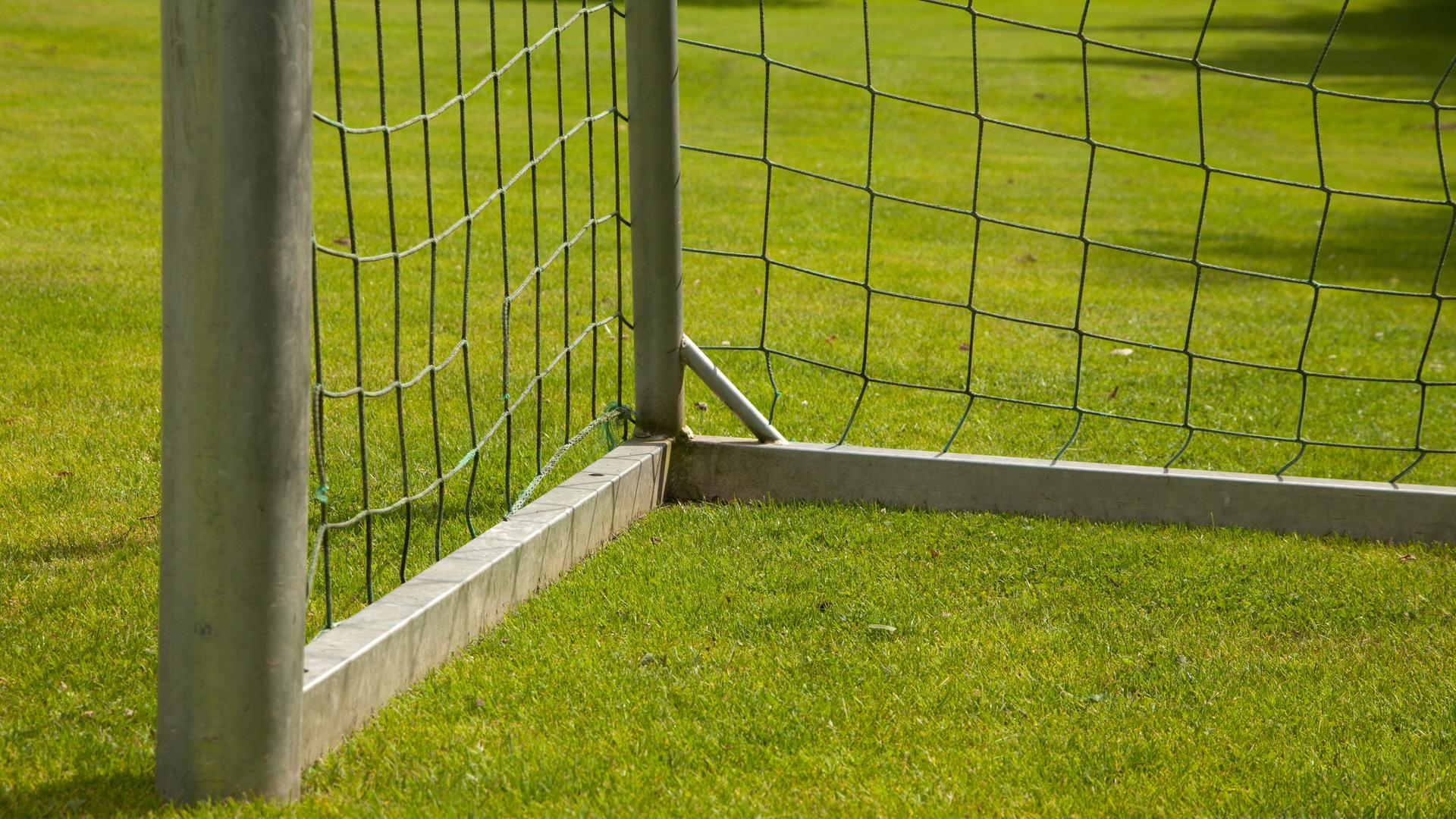 Fußballtor auf Rasen Fußballtor auf Rasen