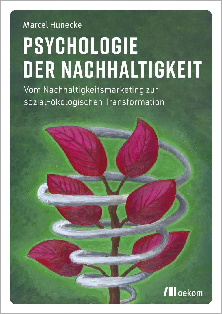 Das Buchcover zeigt die Zeichnung eines Astes mit violetten Blättern vor grünem Grund. Um den Ast windet sich eine weiße Spirale.
