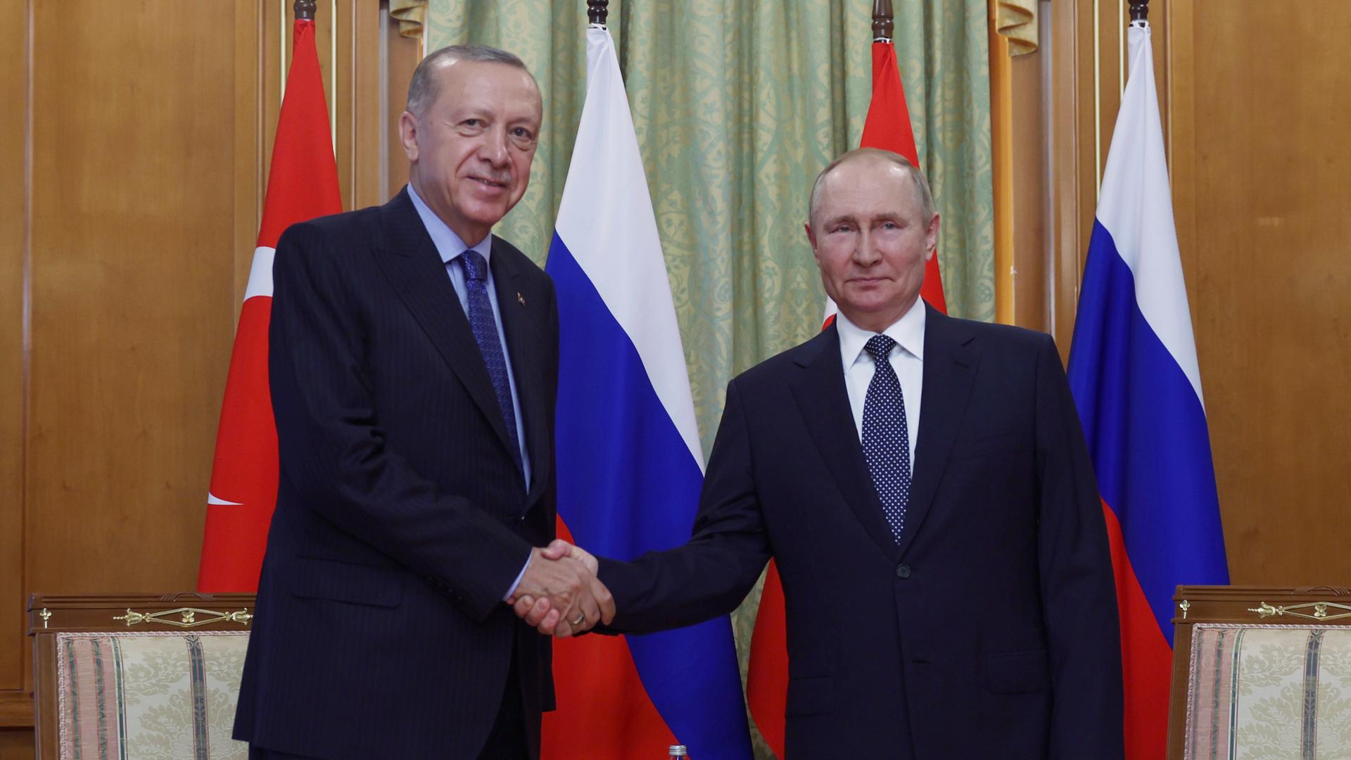 Das Foto zeigt den türkischen Präsidenten Erdogan und den russischen Präsidenten Putin in Sotschi.