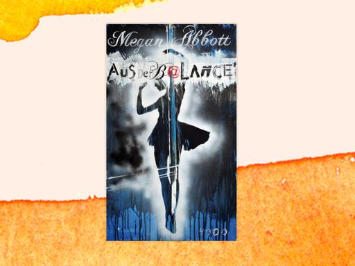 Das Cover des Krimis von Megan Abbott, "Aus der Balance". Die Titelillustration in Grautönen zeigt eine schlanke Frau, die sich an einer senkrecht stehenden Stange festhält und posiert.