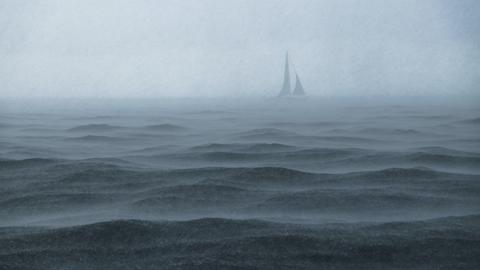 Nebel und raue See vor Dänemark