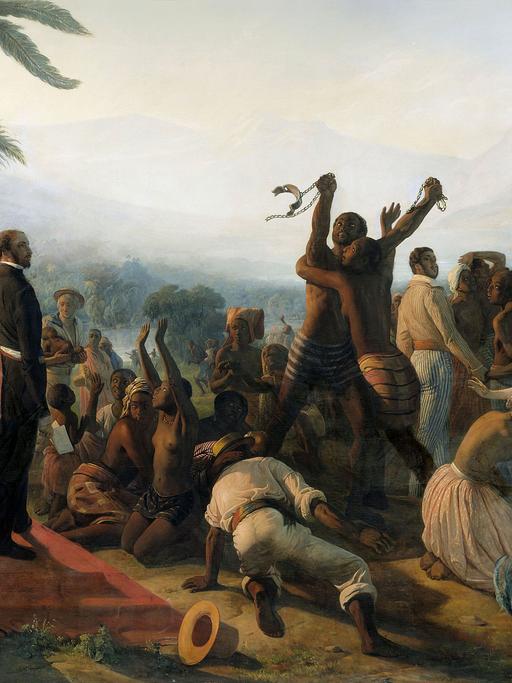 François-Auguste Biard: "L'abolition de l'esclavage dans les colonies franÃ§aises en 1848." Gemälde Öl auf Leinwand von 1849.