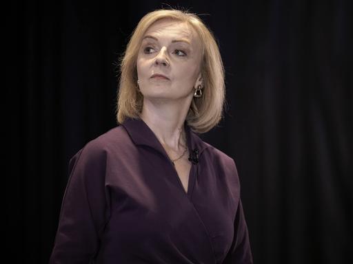 Die britische Politikerin Liz Truss von der Conservative Party, aufgenommen in Belfast bei einer Wahlkampfveranstaltung um das Amt als zukünftige Regierungschefin.