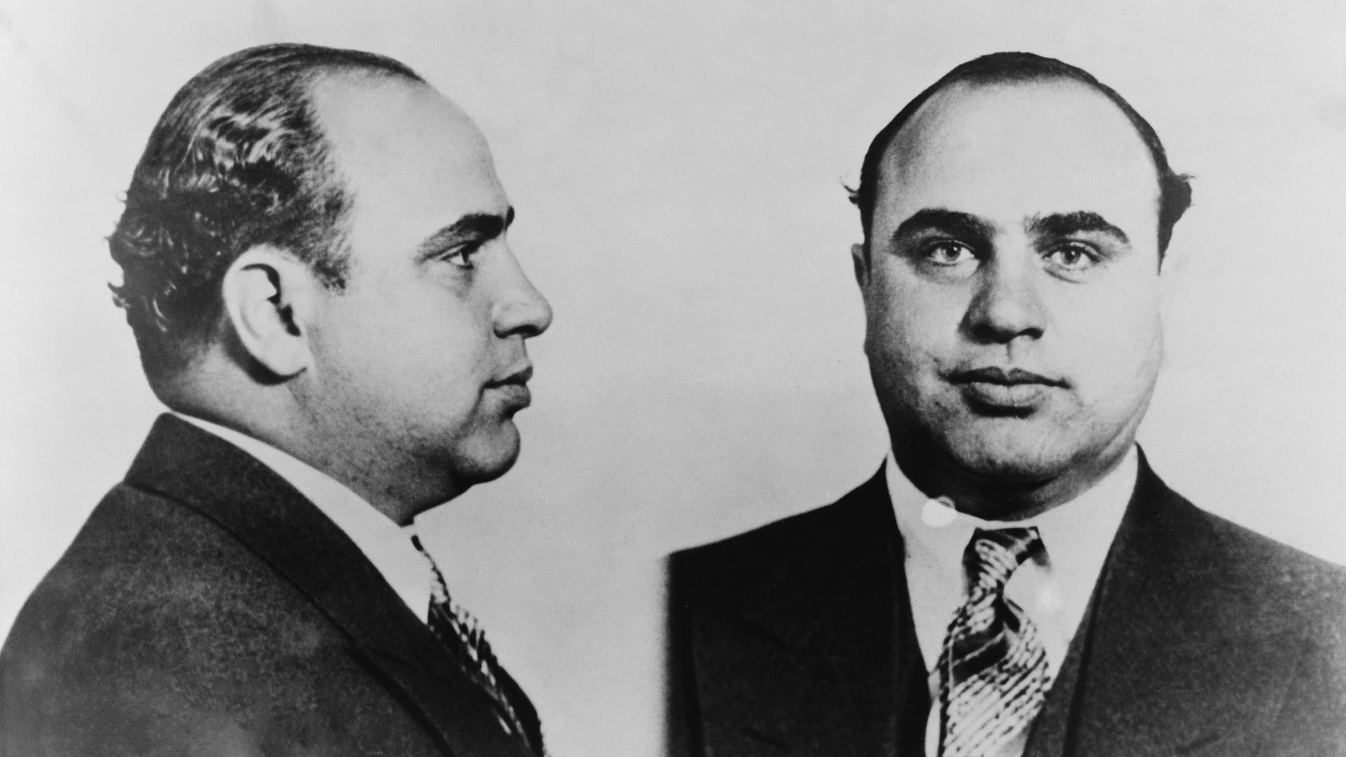 Mugshot  des auch Scarface genannten, italoamerikanischen Gangster-Bosses  Al Capone