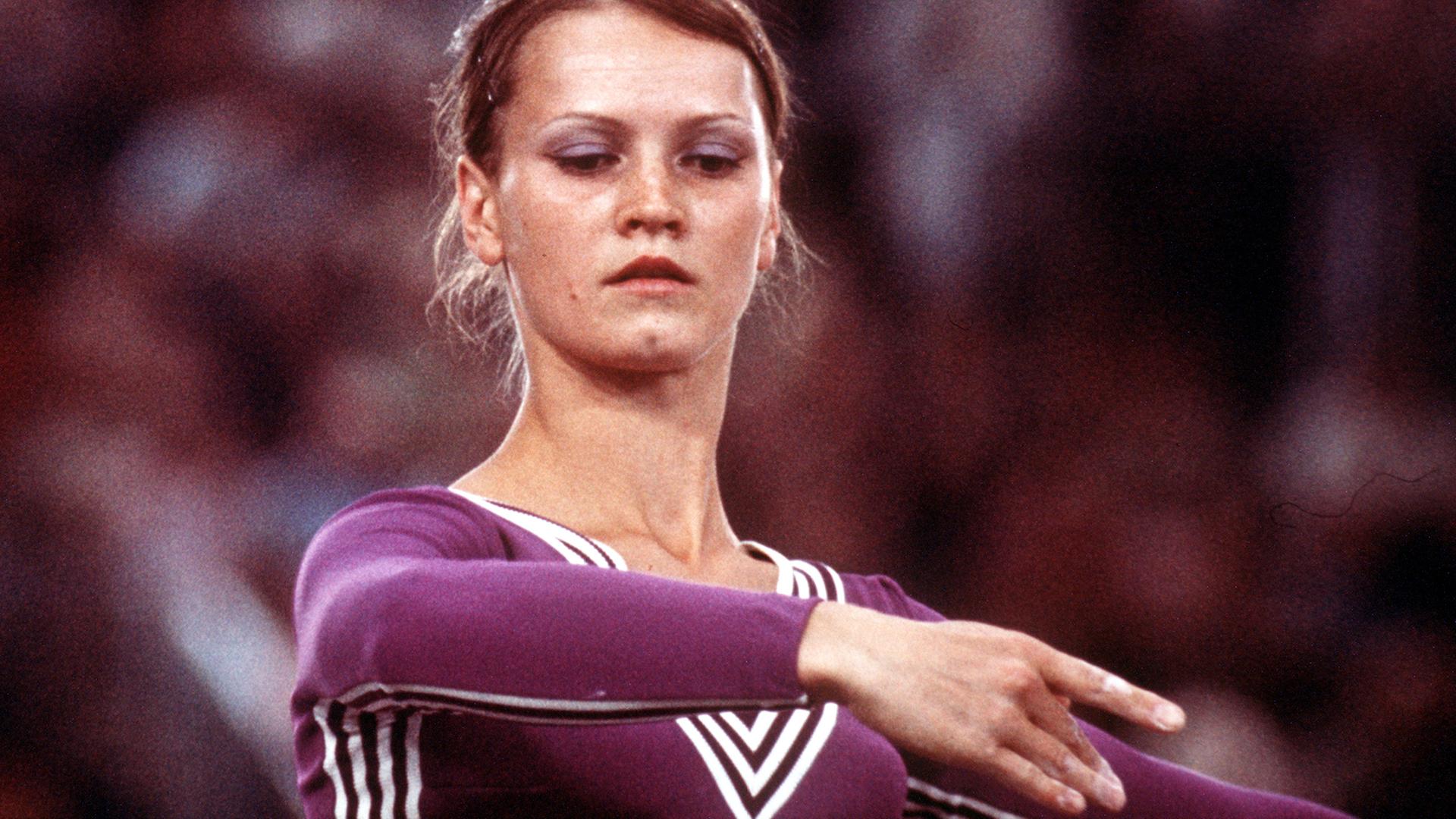 Aufnahme von DDR-Turnerin Karin Janz bei den  Olympischen Sommerspielen 1972 in München