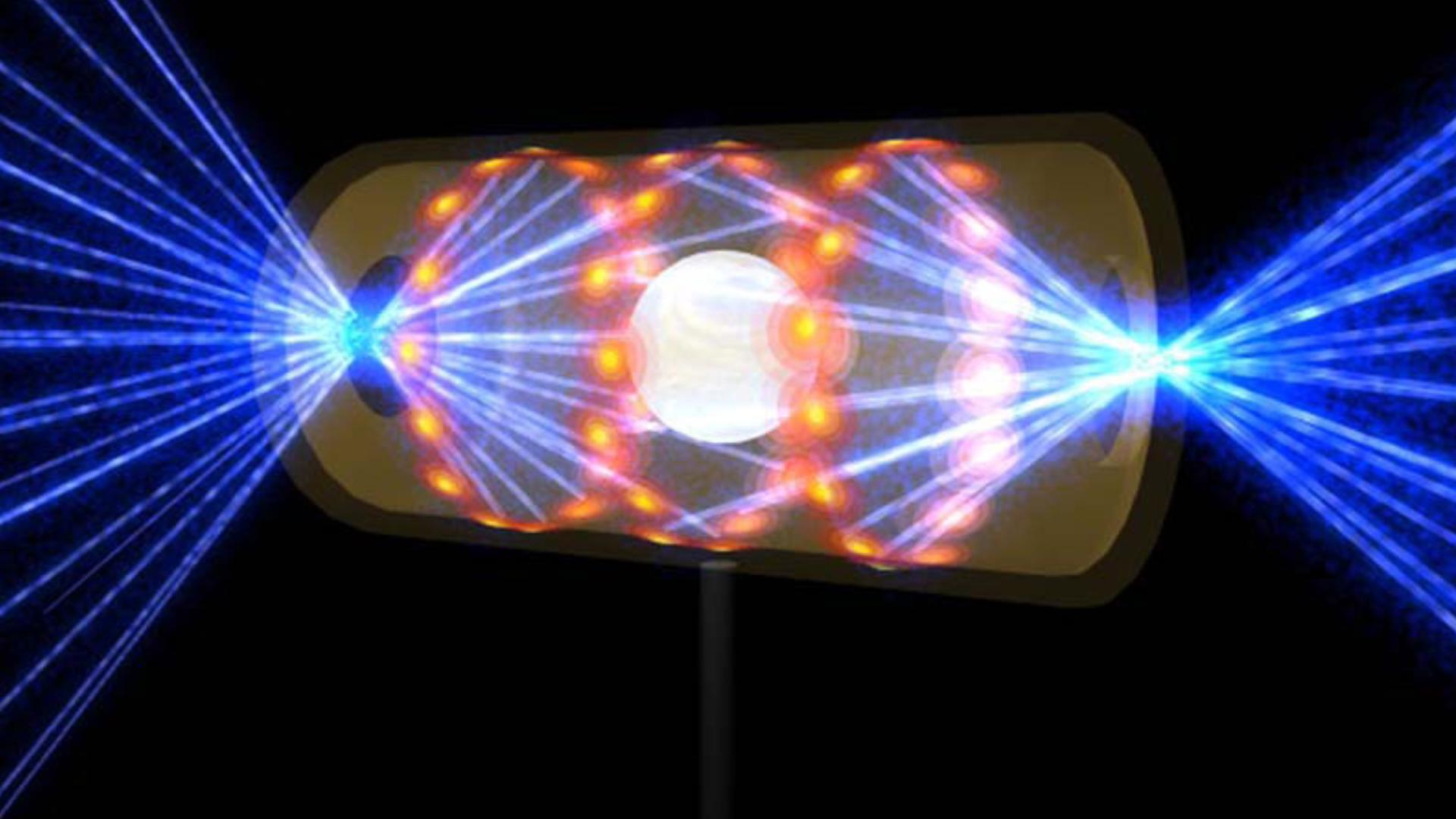 Ein digitales Bild von einem kleinen Behälter. Der Behälter wird mit Lasern bestrahlt. Ein digitales Bild von einem kleinen Behälter. Der Behälter wird mit Lasern bestrahlt.