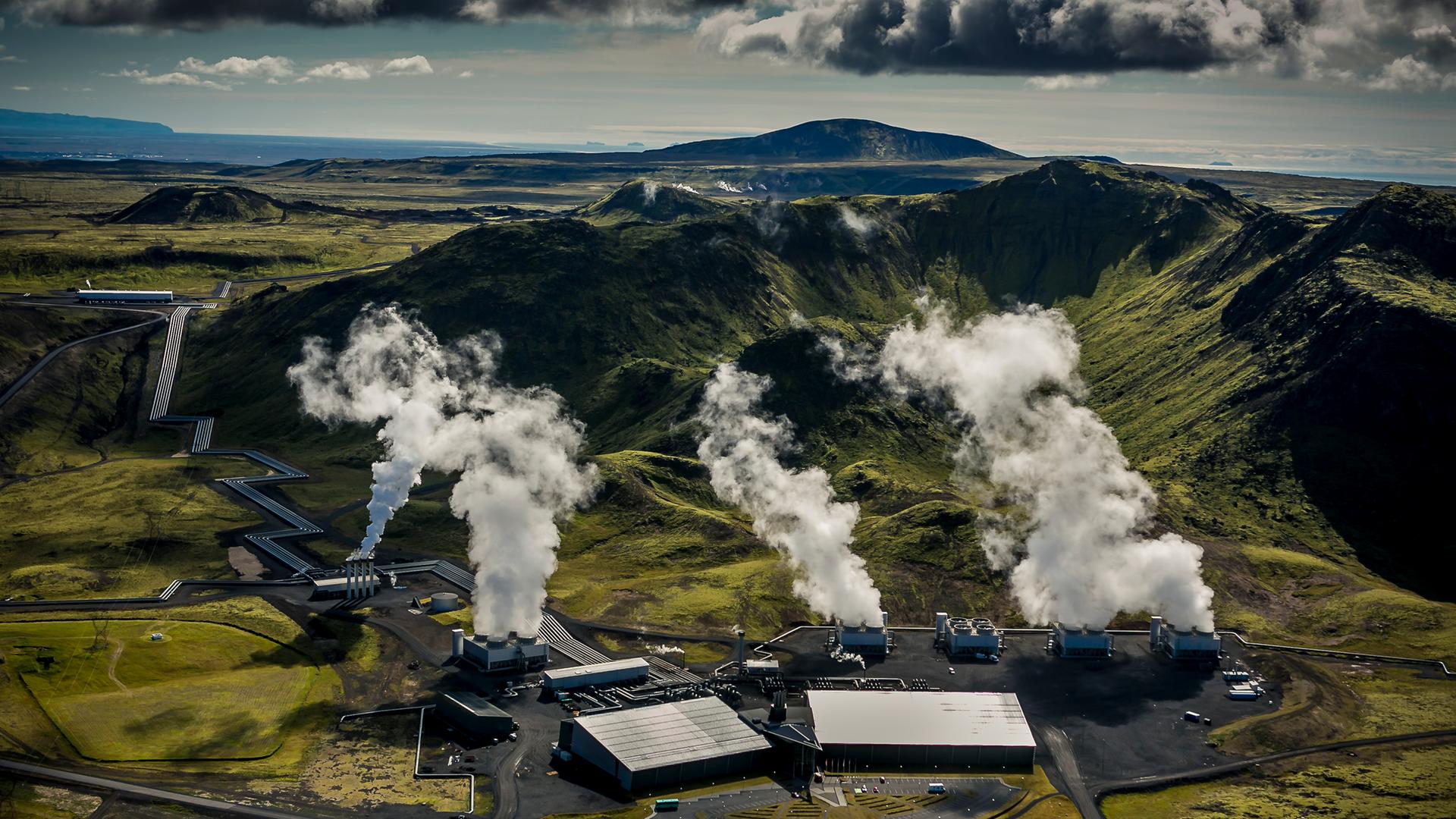 Ein geothermisches Kraftwerk in der Nähe von Reykjavik, Island. 