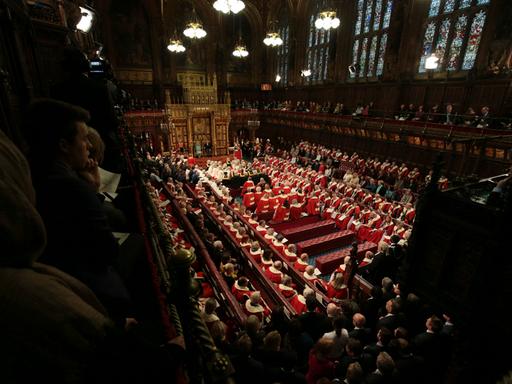 House of Lords im Palace of Westminster in London, 2019