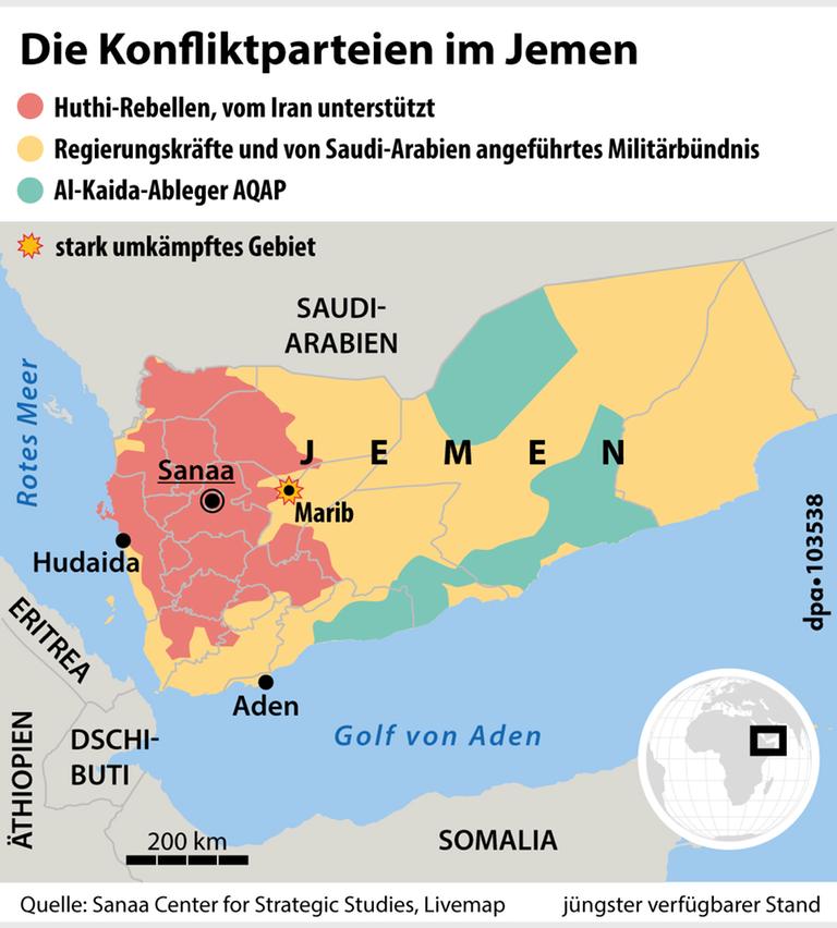 aktuelle Karte vom Jemen