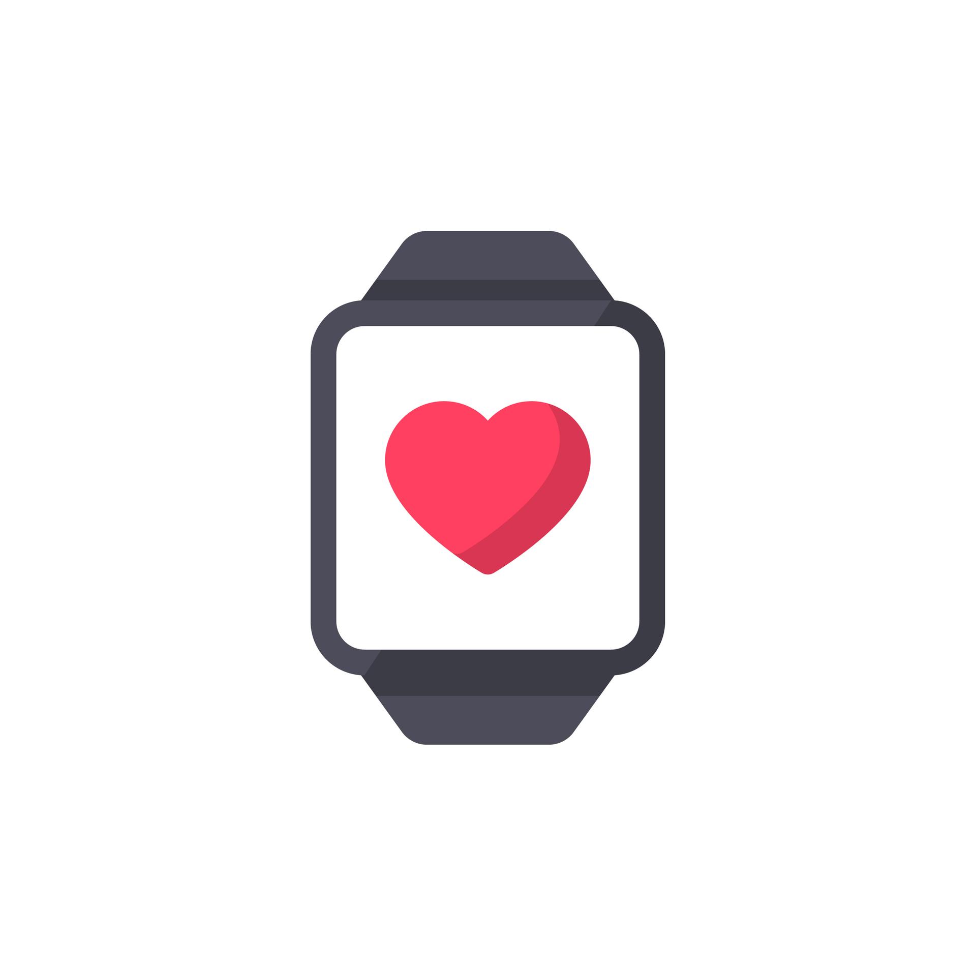 Illustration einer Smartwatch mit einem Herzsymbol in der Mitte.