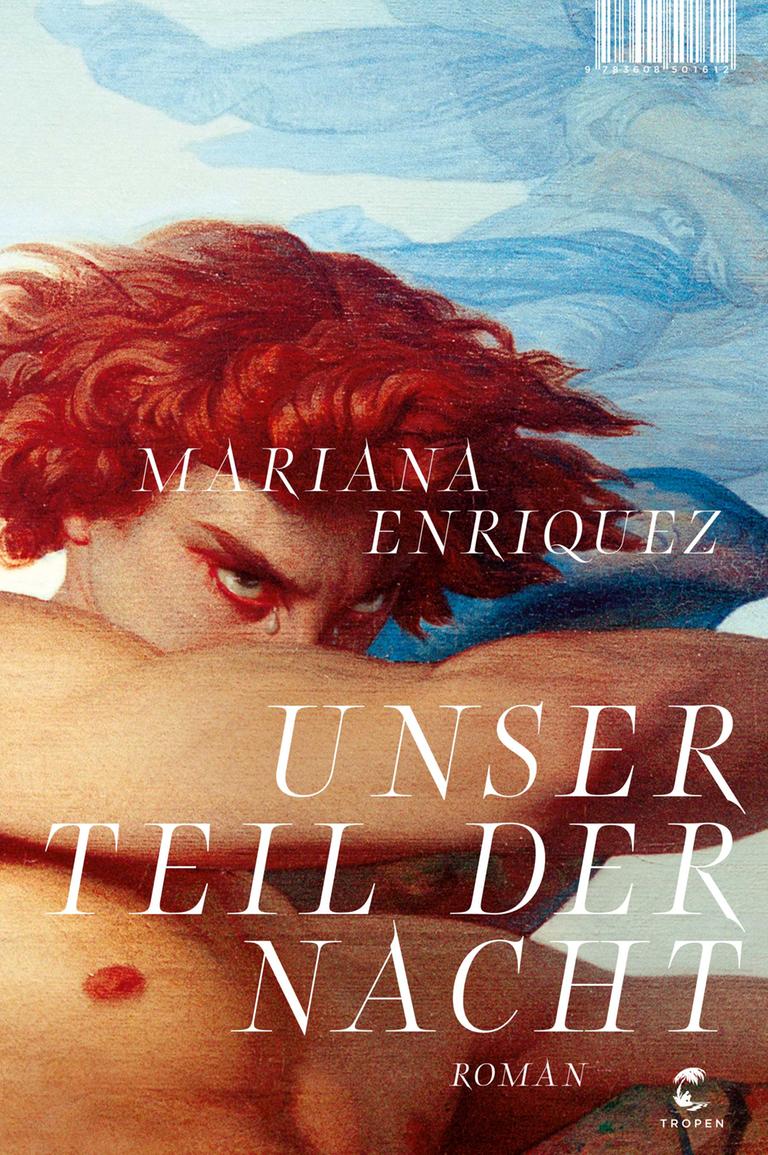 Cover des Romans "Unser Teil der Nacht": Es zeigt einen gemalten, eindringlich böse schauenden Mann mit nacktem Oberkörper und feuerroten Haaren vor blauem Hintergrund. Cover des Romans "Unser Teil der Nacht": Es zeigt einen gemalten, eindringlich böse schauenden Mann mit nacktem Oberkörper und feuerroten Haaren vor blauem Hintergrund.