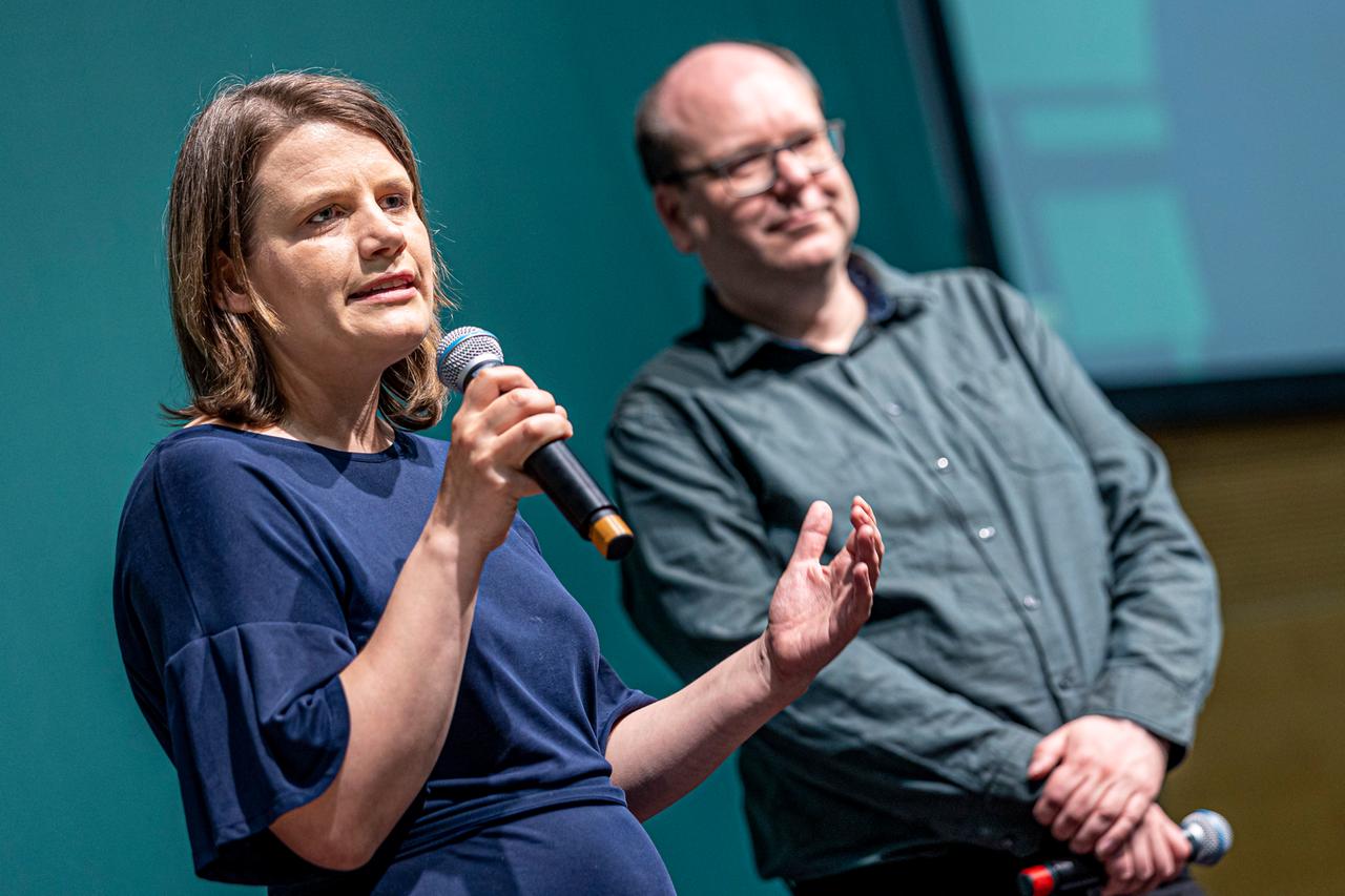 Julia Willie Hamburg und Christian Meyer, Spitzenkandidaten von Bündnis 90/Die Grünen für die Landtagswahl in Niedersachsen Julia Willie Hamburg und Christian Meyer, Spitzenkandidaten von Bündnis 90/Die Grünen für die Landtagswahl in Niedersachsen