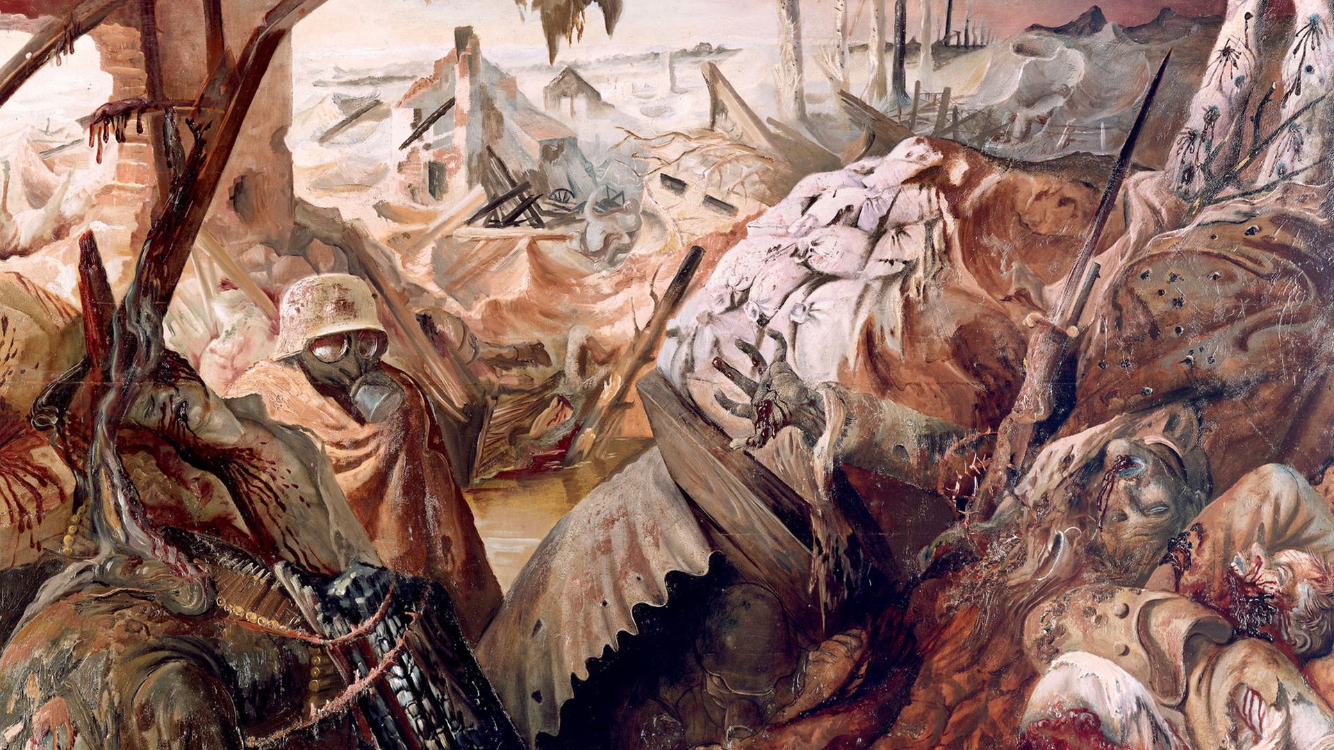 Der Maler Otto Dix (1891-1969) hat den Krieg in seinen Bildern gespiegelt. Zu sehen: Ausschnitt aus dem Triptychon "Der Krieg" von Otto Dix aus dem Jahr 1929. Der Maler Otto Dix (1891-1969) hat den Krieg in seinen Bildern gespiegelt. Zu sehen: Ausschnitt aus dem Triptychon "Der Krieg" von Otto Dix aus dem Jahr 1929.