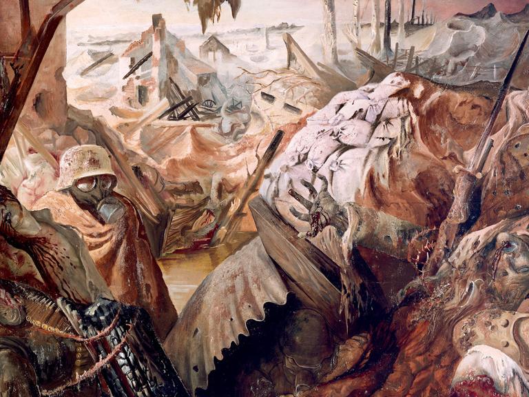 Der Maler Otto Dix (1891-1969) hat den Krieg in seinen Bildern gespiegelt. Zu sehen: Ausschnitt aus dem Triptychon "Der Krieg" von Otto Dix aus dem Jahr 1929.