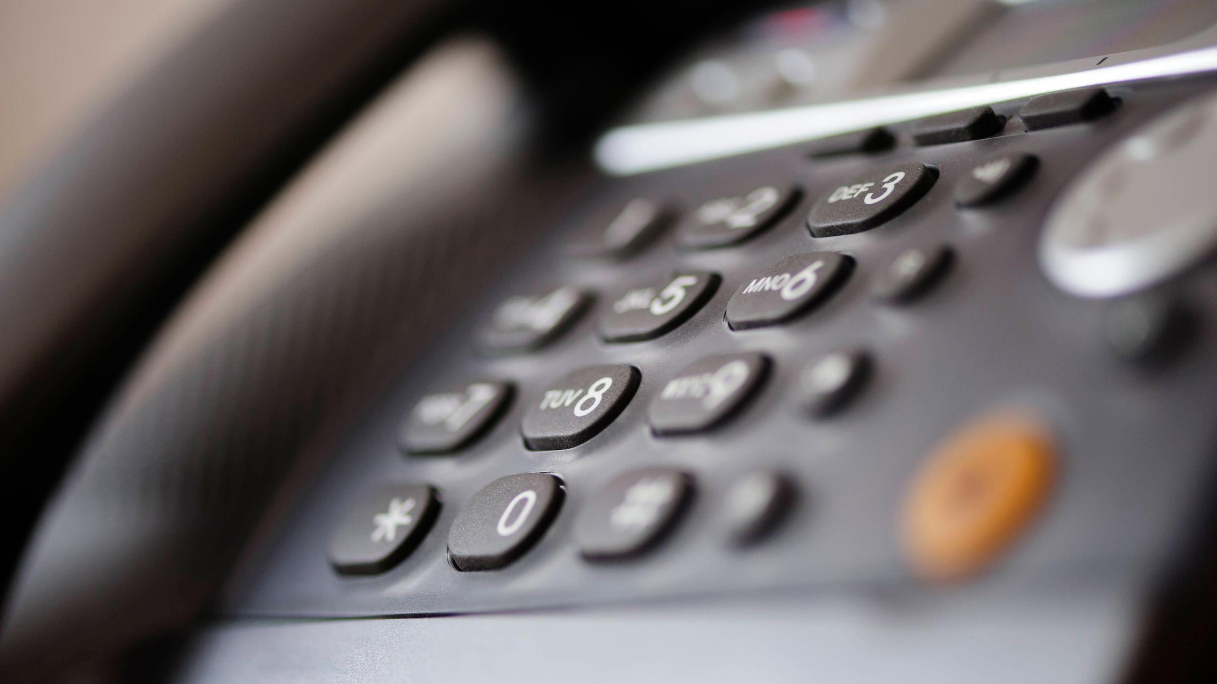 Tastatur eines Telefons, Nahaufnahme der Tastatur eines Festnetztelefons