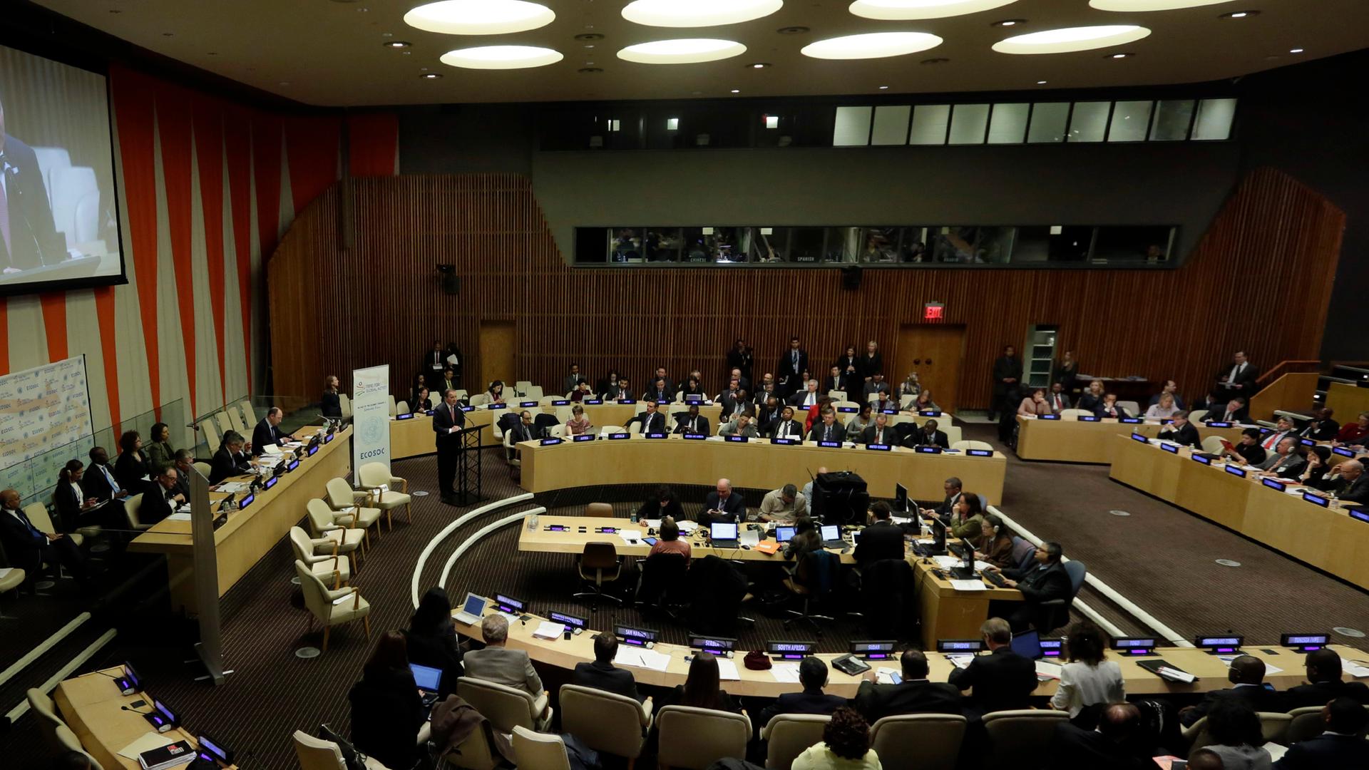 Der Sitzungssaal des Wirtschafts- und Sozialrats der Vereinten Nationen (Ecosoc) in New York
