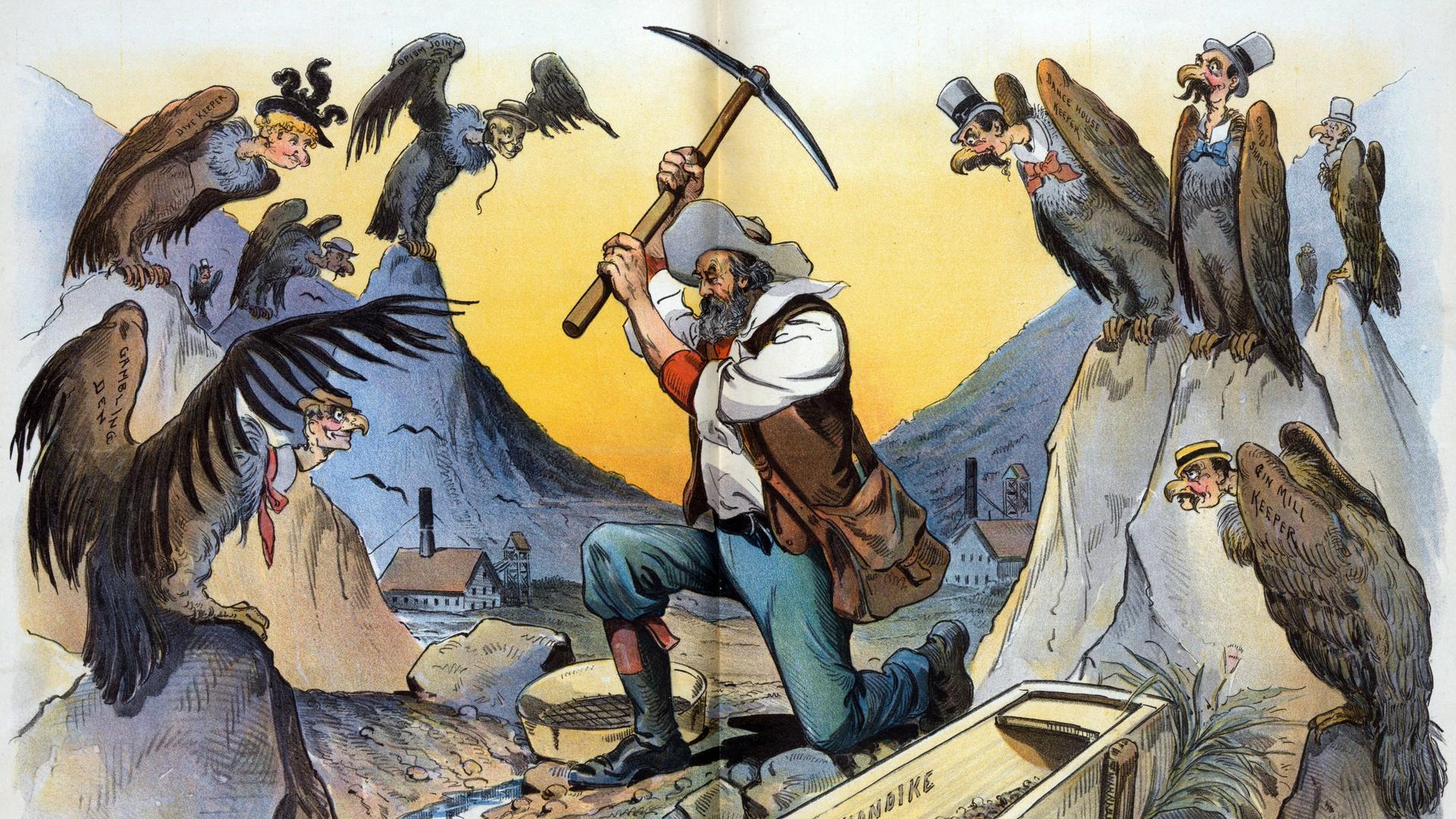 "Stille Teilhaber" so blickte der Karikaturist Louis Dalrymple 1897 auf den gerade ausgebrochenen Klondike-Goldrausch