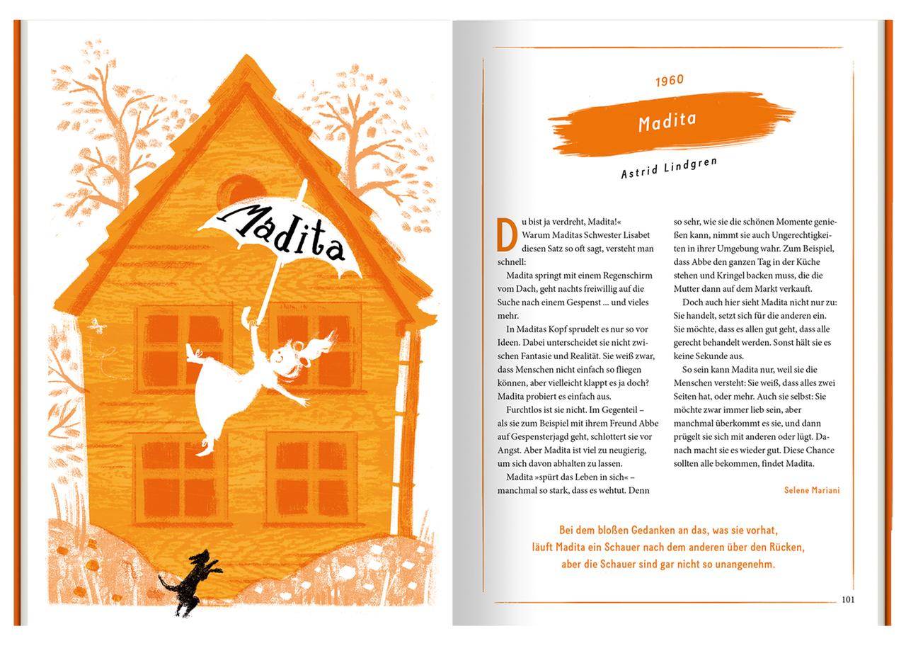 Innenseite zu Madita von Astrid Lindgren aus dem Buch Book Rebels" - 75 Porträts rebellischer Heldinnen aus der Literatur (aufbereitet für Kinder und Jugendliche) Innenseite zu Madita von Astrid Lindgren aus dem Buch Book Rebels" - 75 Porträts rebellischer Heldinnen aus der Literatur (aufbereitet für Kinder und Jugendliche)