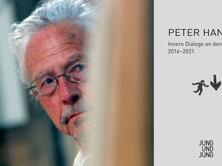 Ein Portrait des Schriftstellers Peter Handke und das Buchcover von "Innere Dialoge an den Rändern 2016-2021"