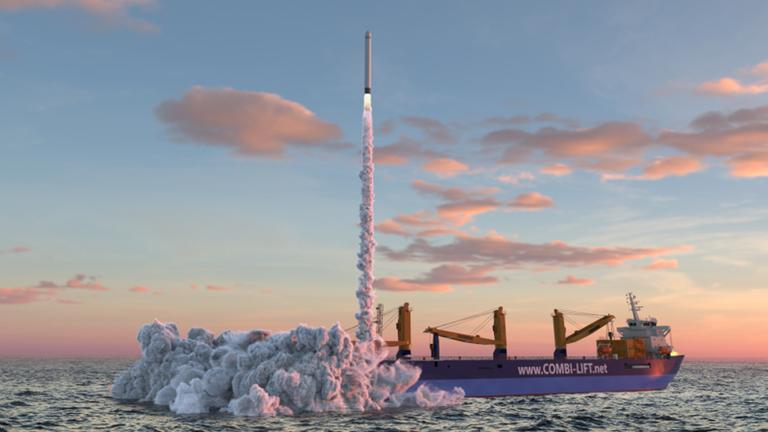 So könnte ein Raketenstart von einem Schiff in Nordsee aus aussehen 