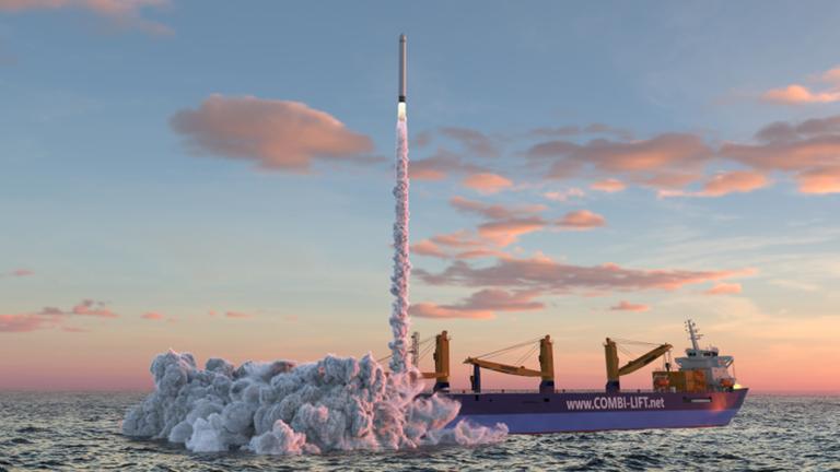 So könnte ein Raketenstart von einem Schiff in Nordsee aus aussehen So könnte ein Raketenstart von einem Schiff in Nordsee aus aussehen