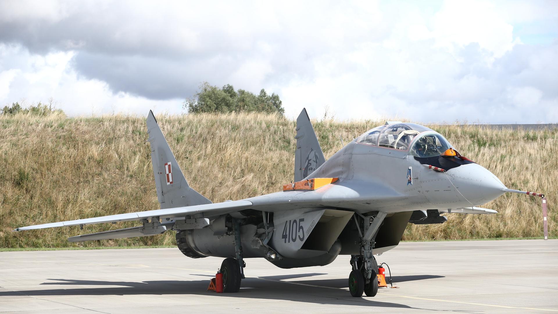 MIG-29 Kampfjet der polnischen Luftwaffe in Malbork, Polen MIG-29 Kampfjet der polnischen Luftwaffe in Malbork, Polen