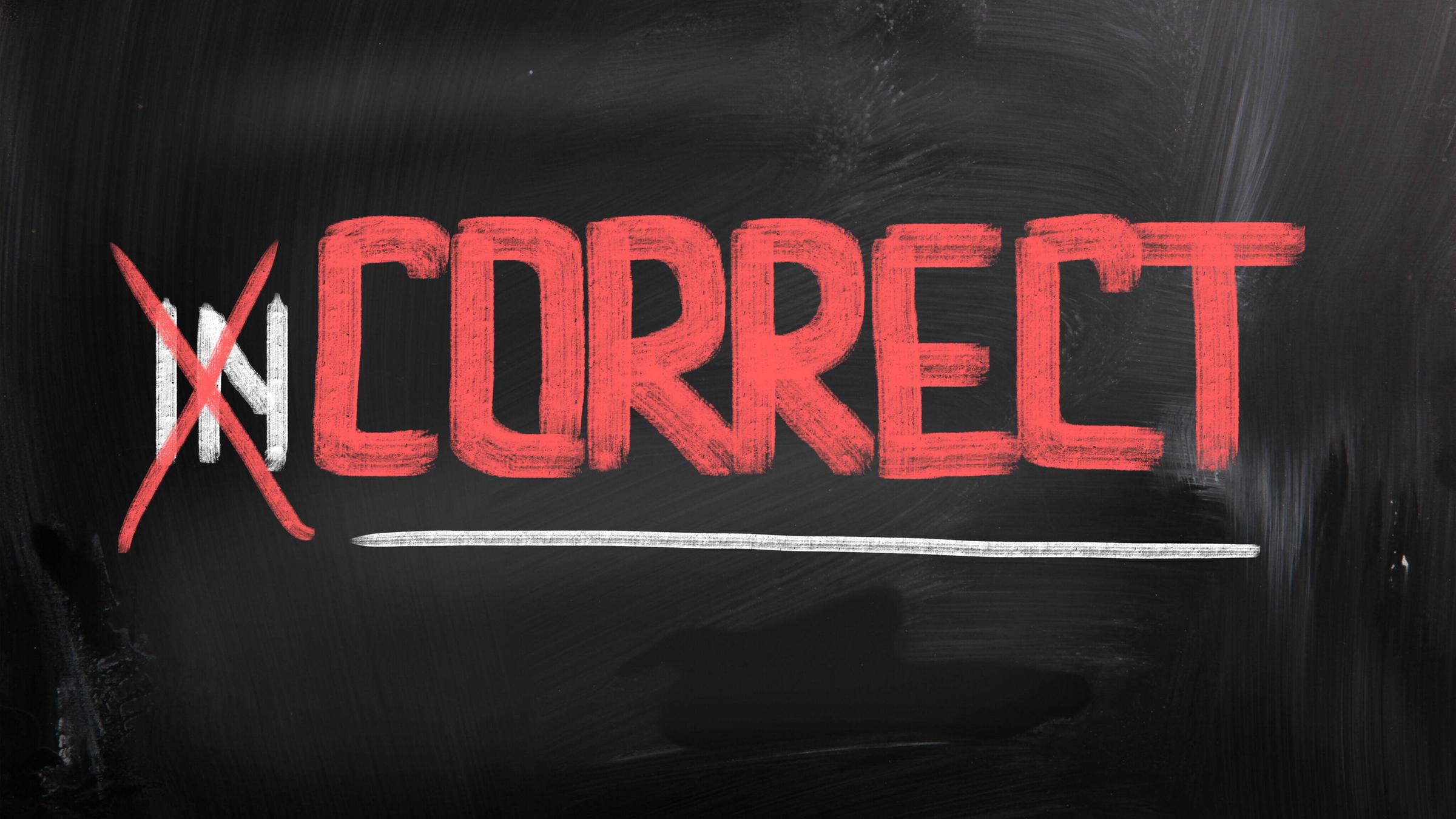 Das Wort "incorrect" steht auf einer Tafel, die ersten beiden Buchstab...</p>

                        <a href=