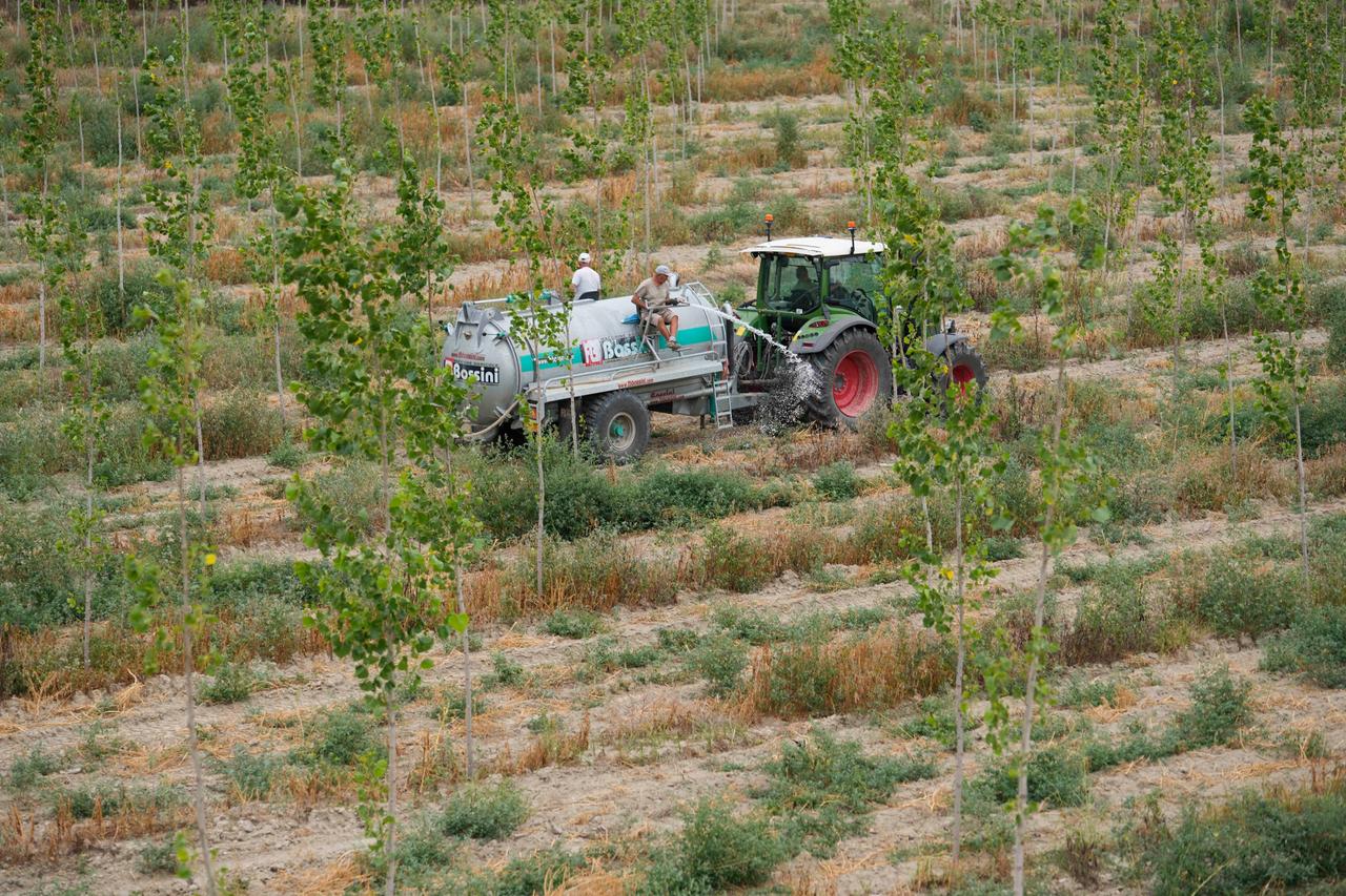 Italienische Landwirte bei der Arbeit im Dürresommer 2022 Italienische Landwirte bei der Arbeit im Dürresommer 2022