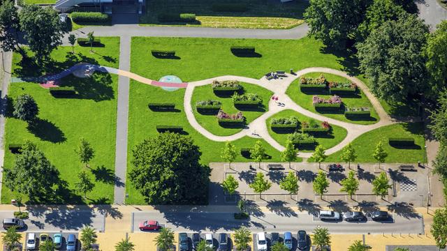 Luftbild auf die Parkanlage Springerplatz in Bochum.