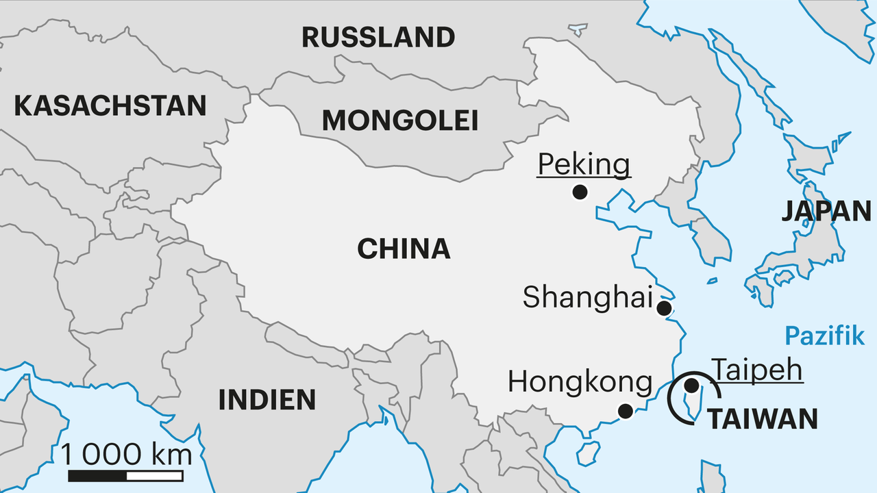 グラフィックは、中国と台湾の地図セクションを示しています