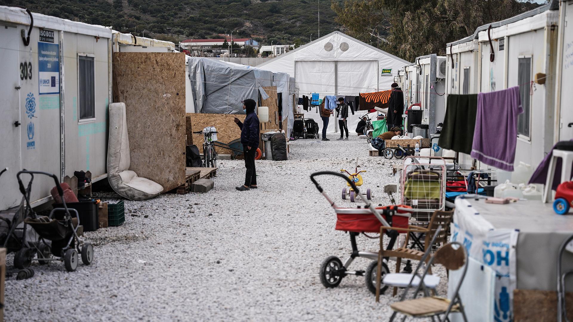 Blick auf ein Flüchtlingslager in Griechenland. Blick auf ein Flüchtlingslager in Griechenland.