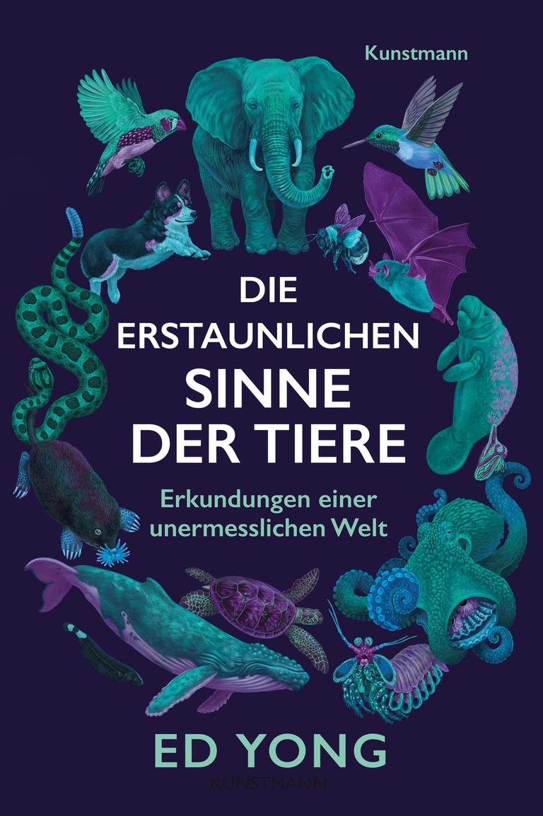 Auf dem Cover sind verschiedene Tiere wie Elefant, Wal, Fledermaus und Kolibri im Kreis angeordnet. Im Zentrum des Kreises der Buchtitel, darunter der Autorenname. Auf dem Cover sind verschiedene Tiere wie Elefant, Wal, Fledermaus und Kolibri im Kreis angeordnet. Im Zentrum des Kreises der Buchtitel, darunter der Autorenname.