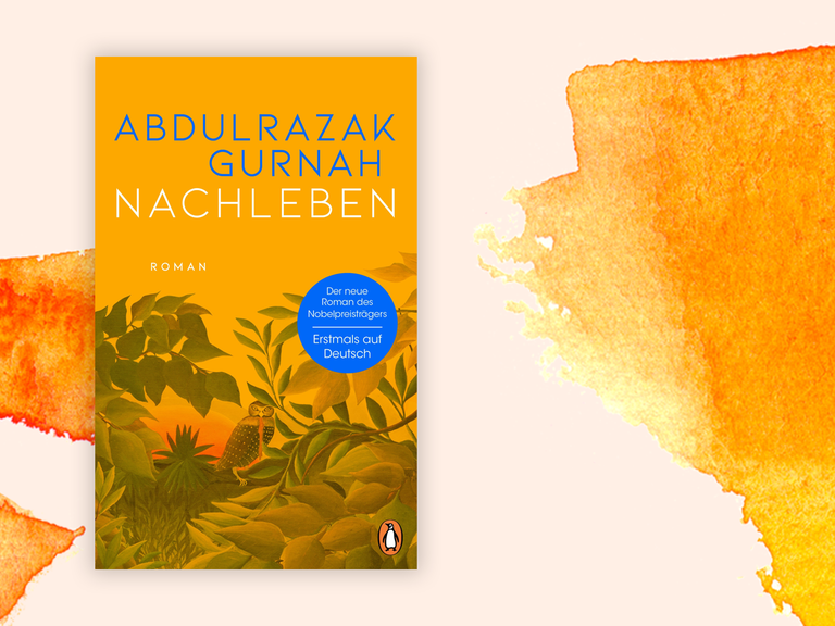 Das Cover von "Nachleben" von Abdulrazak Gurnah zeigt ein Gemälde eines Vogels im Urwald durch einen Gelbfilter. Darüber Autorenname und Buchtitel.		