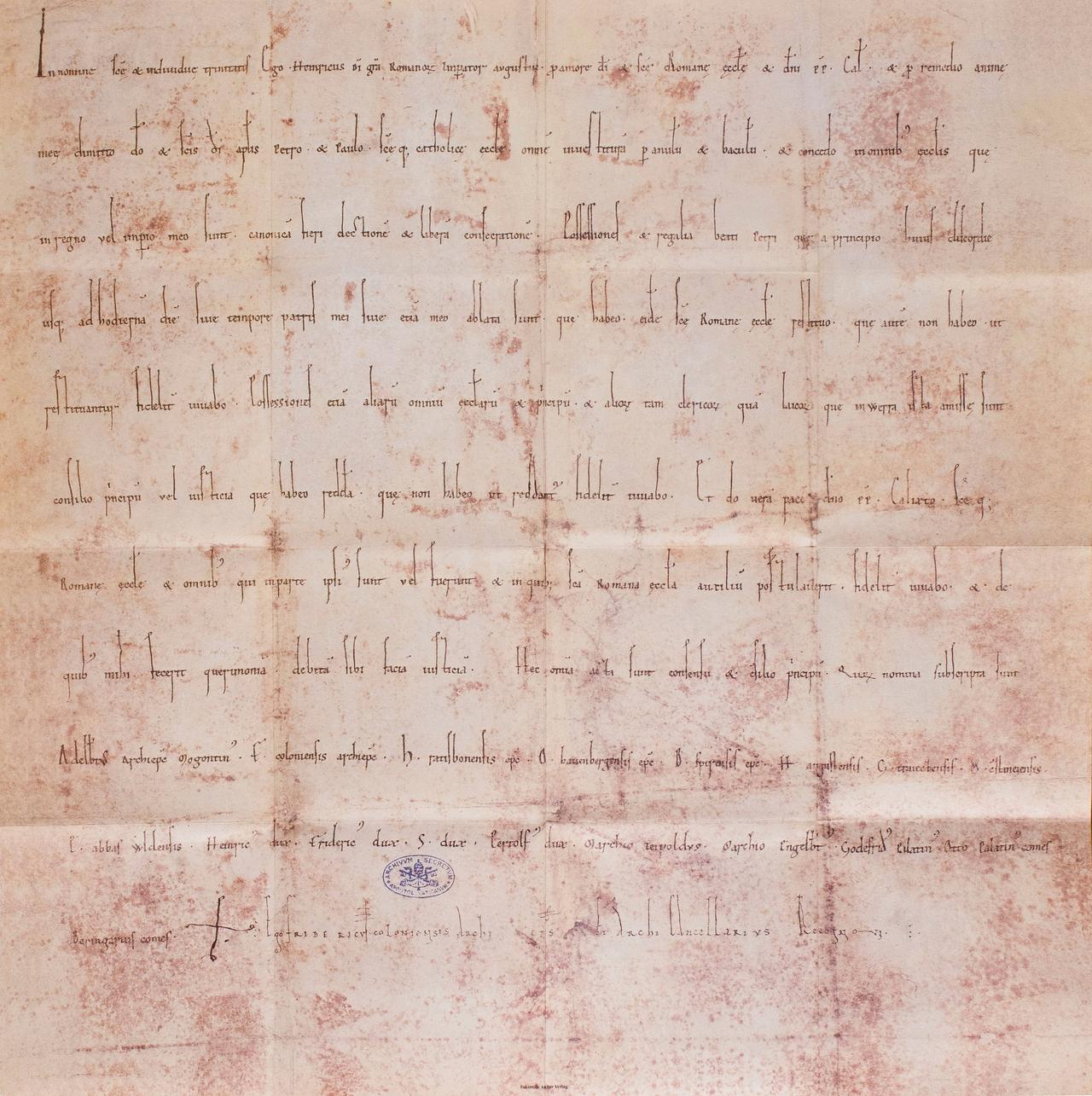 Die Urkundes des Wormser Konkordats vom September 1122 Die Urkundes des Wormser Konkordats vom September 1122