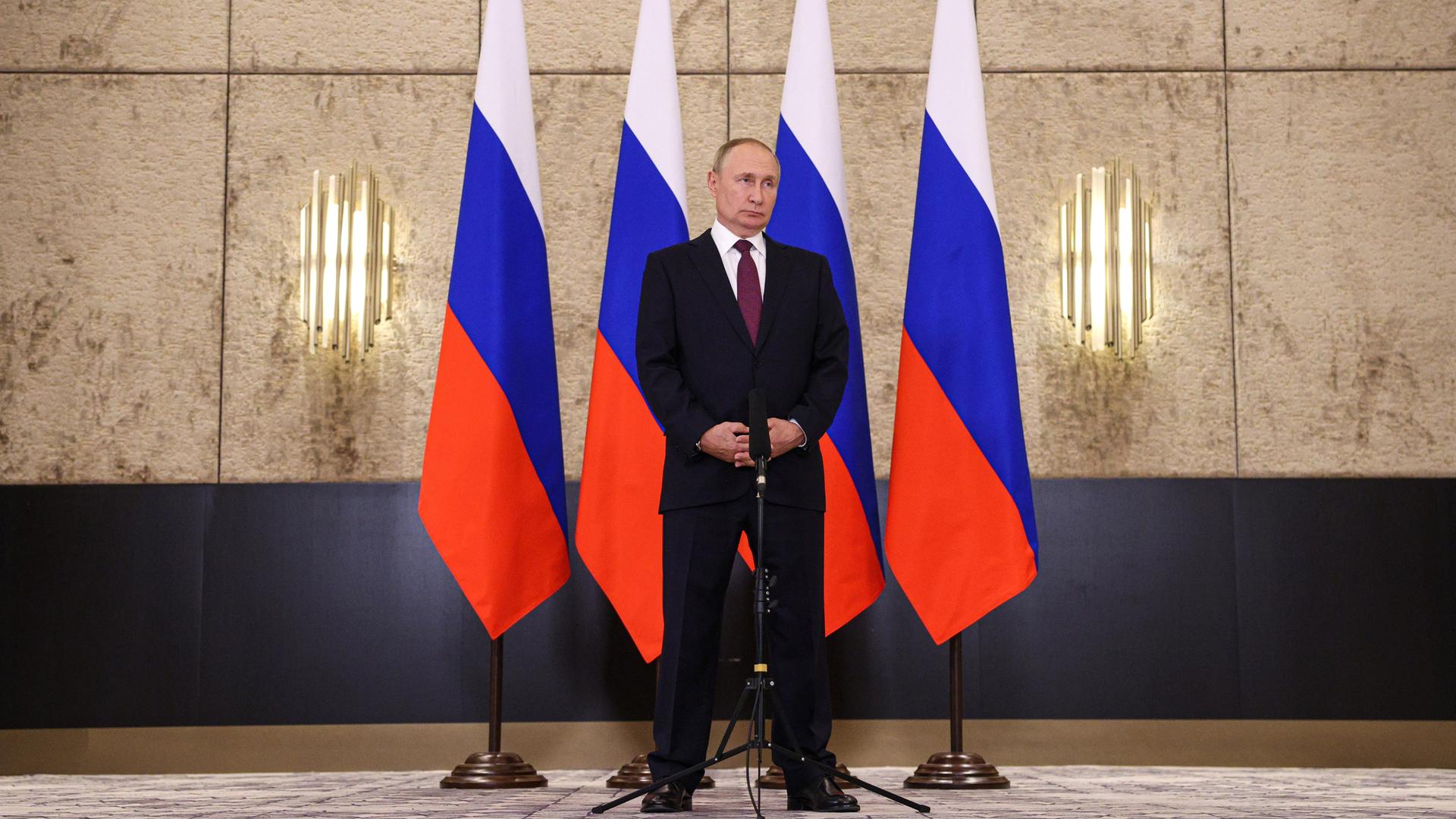 Der russische Präsident Vladimir Putin bei einem Gipfel in Samarkand.