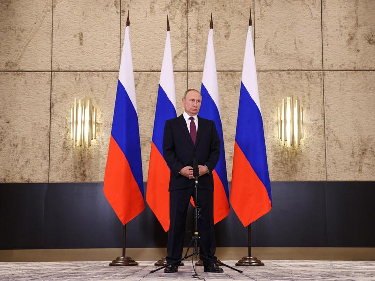 Der russische Präsident Vladimir Putin bei einem Gipfel in Samarkand.