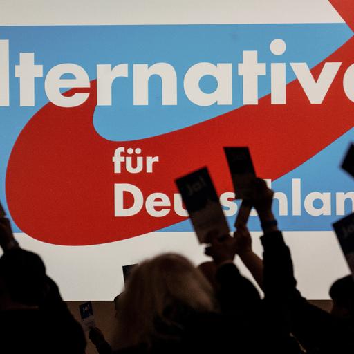 Delegierte halten beim Landesparteitag AfD Hessen ihren Stimmzettel.
