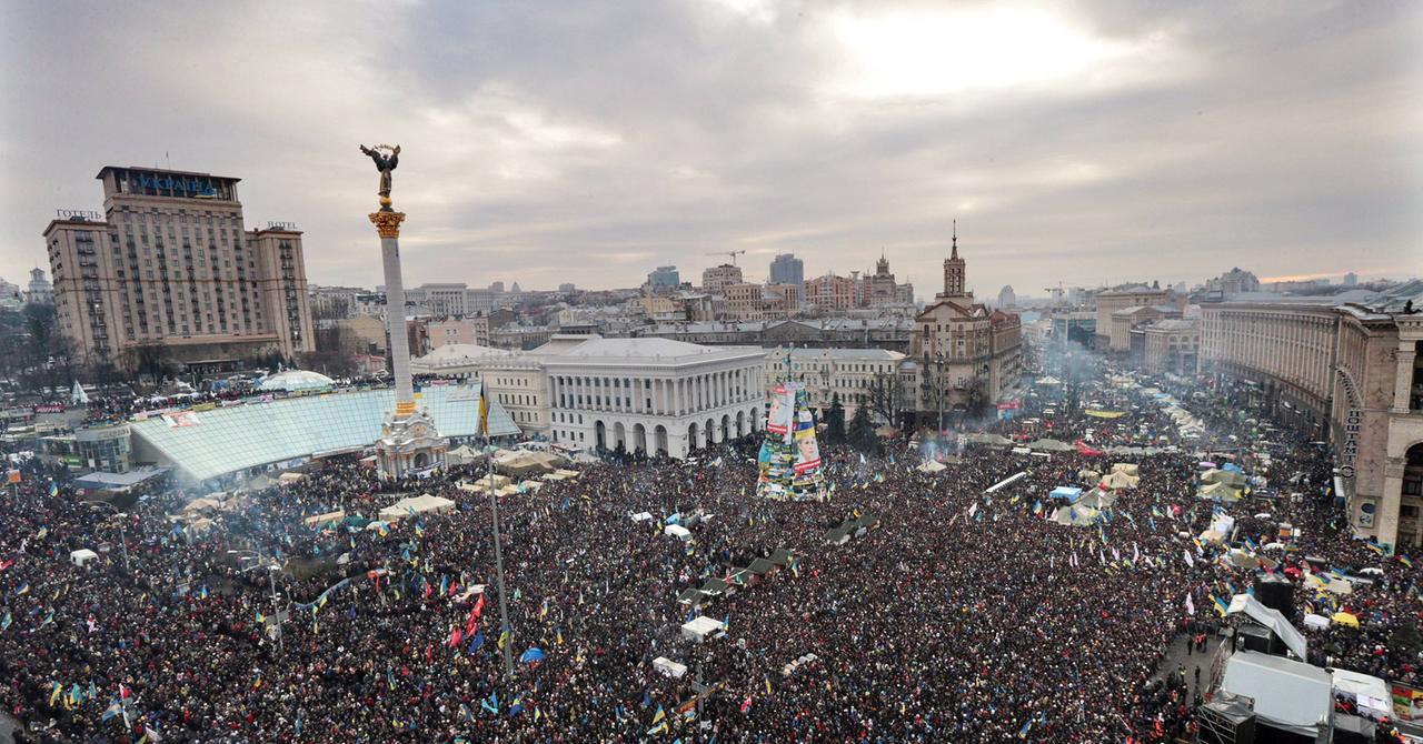 Oppositionskundgebung am 15.12.2013 auf dem Maidan-Unabhängigkeitsplatz in Kiew, Ukraine