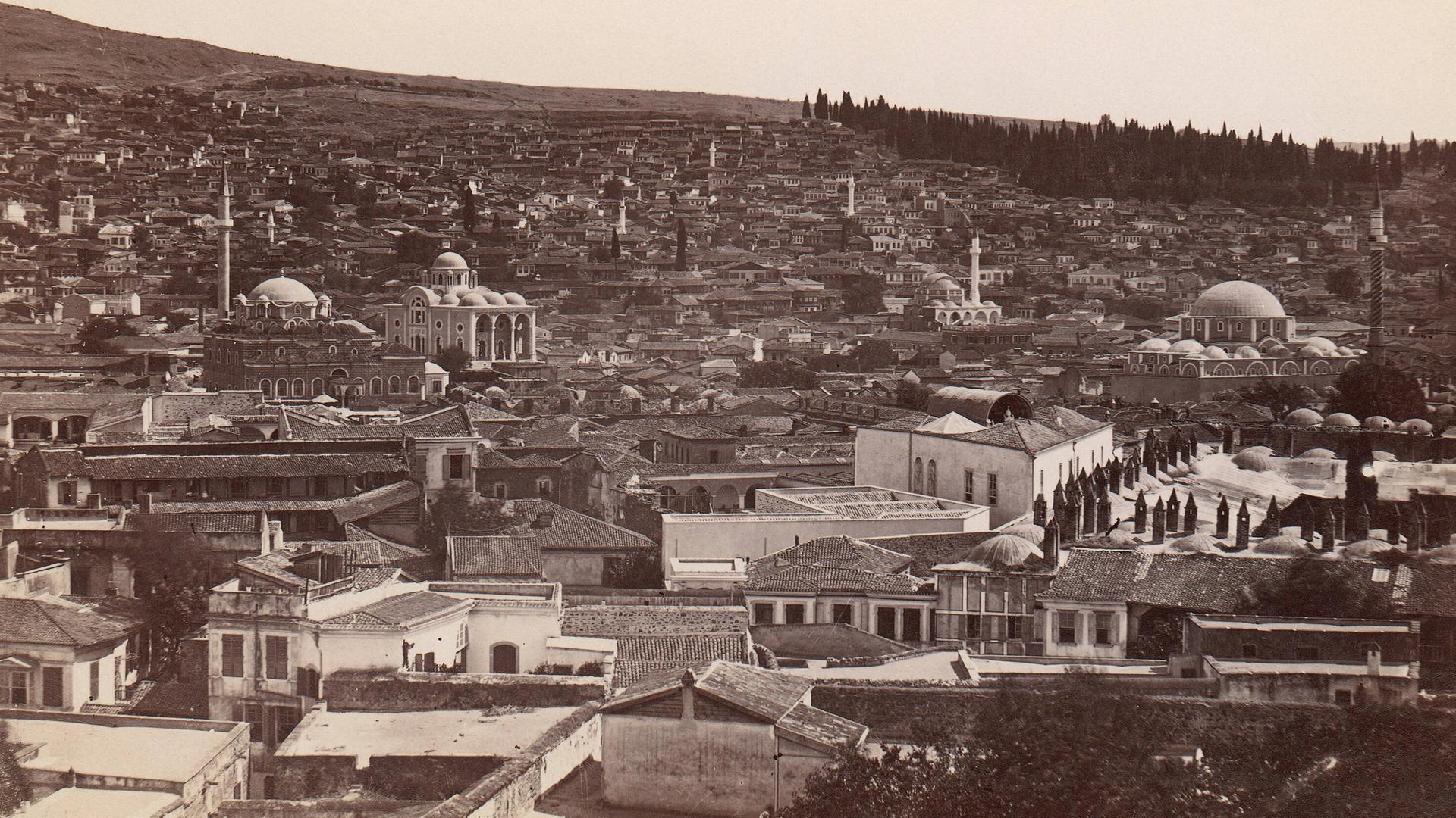 Blick auf Smyrna im Jahr 1880 vor dem türkisch-griechischen Krieg Blick auf Smyrna im Jahr 1880 vor dem türkisch-griechischen Krieg
